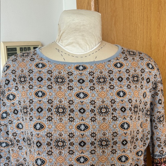 J. Jill‎ Linen Blend Aztec Fair Isle Geometric Sweater Lightweight Colorful M - Picture 8 of 13